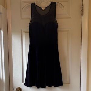 Garage dark blue Mesh neckline Dress